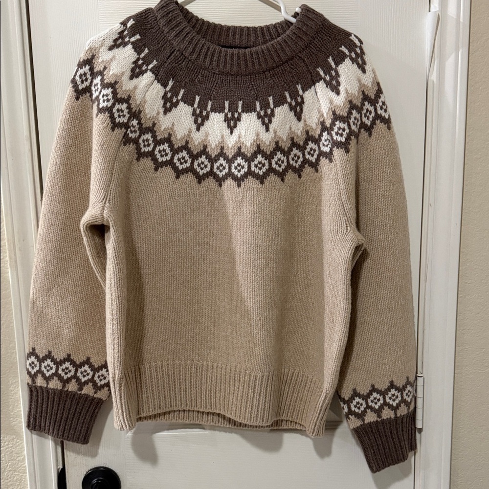 rag & bone Beige, Brown and Cream Fair Isle Crewneck Sweater